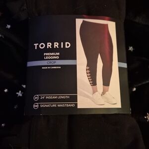 Torrid Premium Black Crop Leggings with Cutout Detail 3X